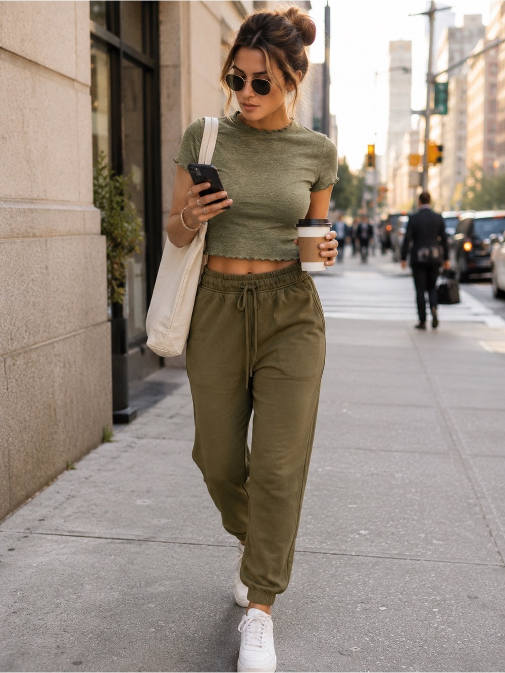 Restocked‼️Zenana Olive Green Fleece Jogger Pants and Lettuce Trim Baby